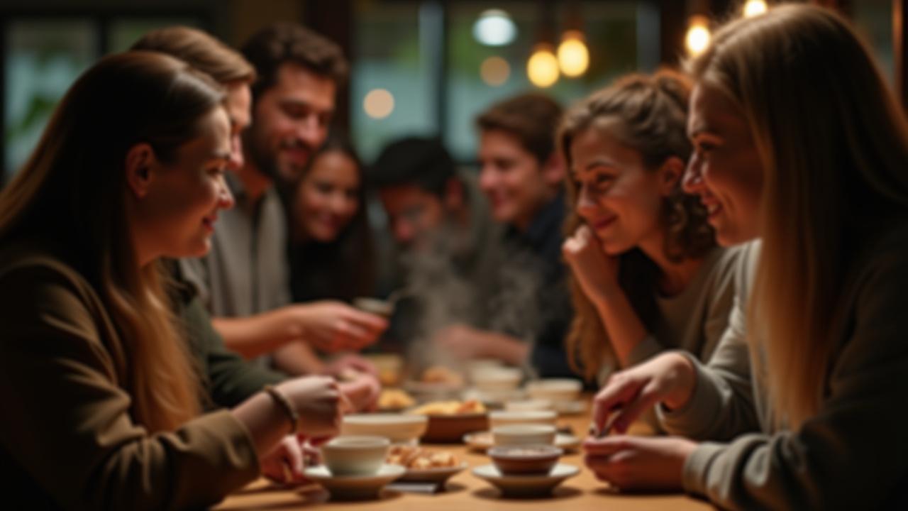 Personas participando en un taller de café, oliendo granos, catando y aprendiendo de un barista