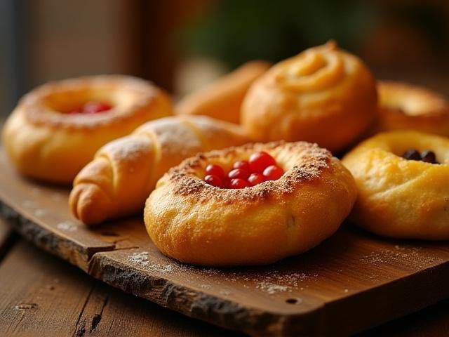 Variedad de pasteles y panes dulces artesanales